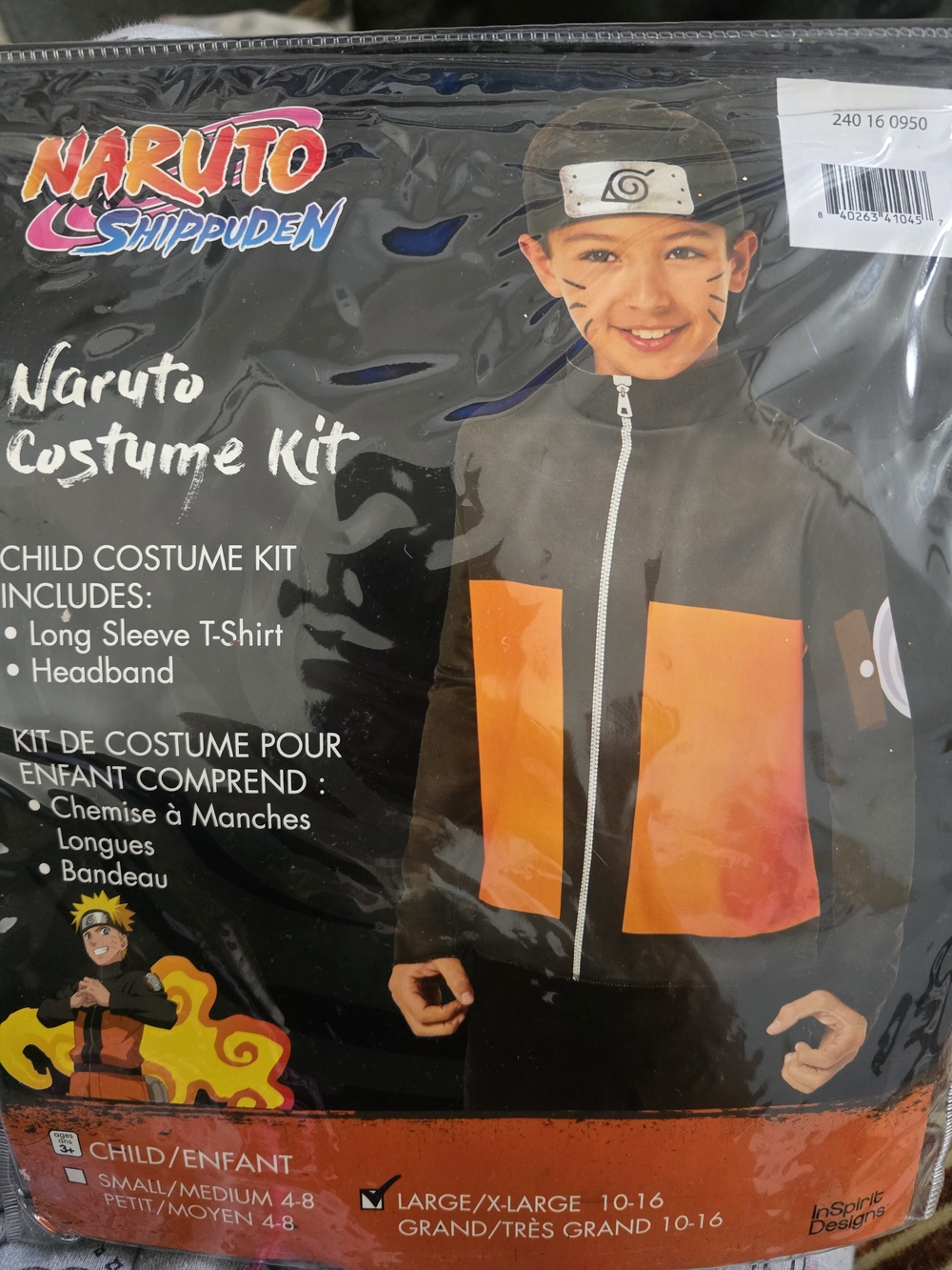 Naruto Kids Orange and Black Costume Top with Headband